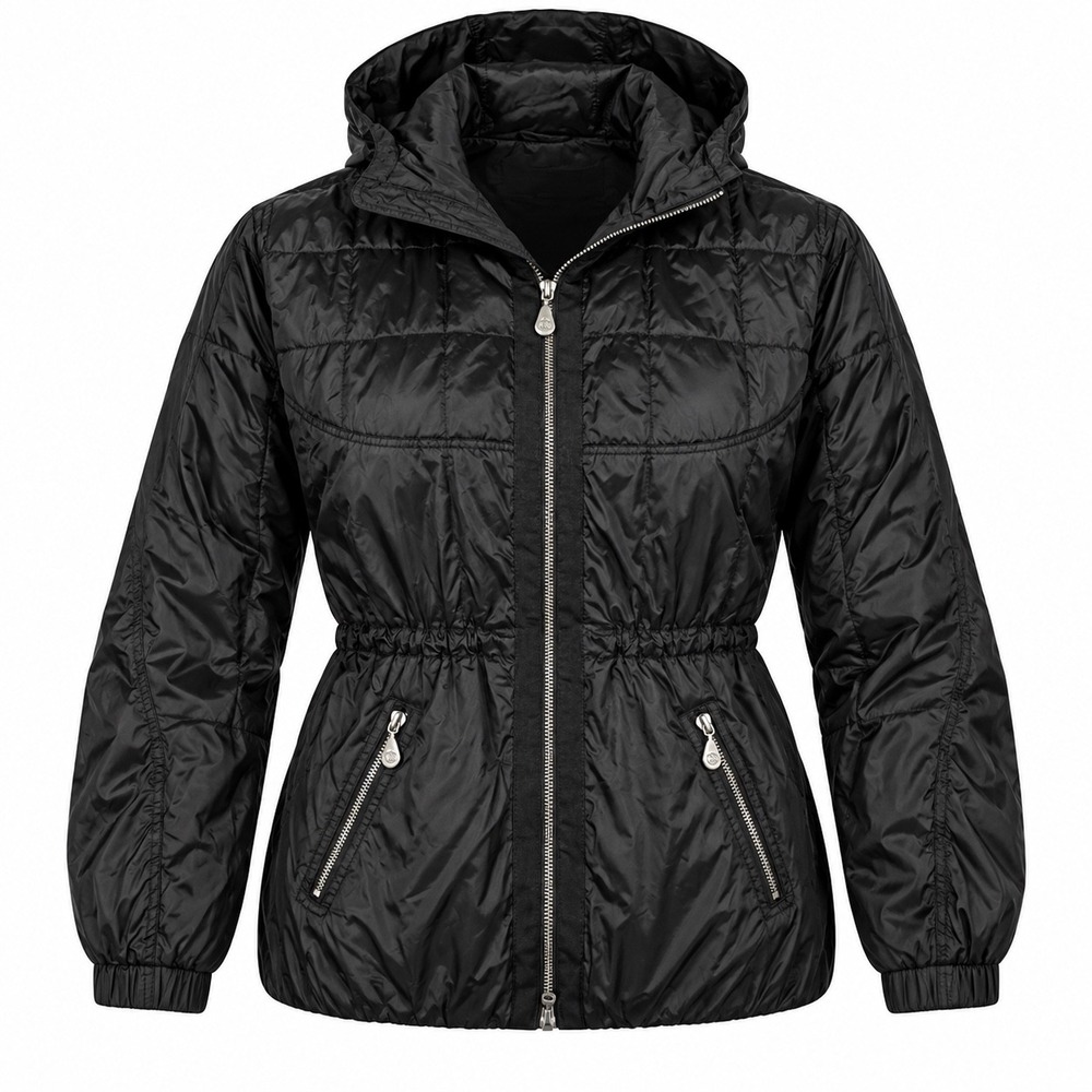 Vintage EBTEK Eddie Bauer Black Puffer Jacket Women's Large Tall Hooded Gorpcore